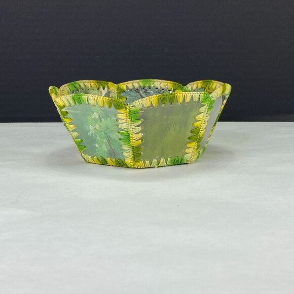 Vintage Crochet Christmas Card Bowl Basket - Picture 2 of 9